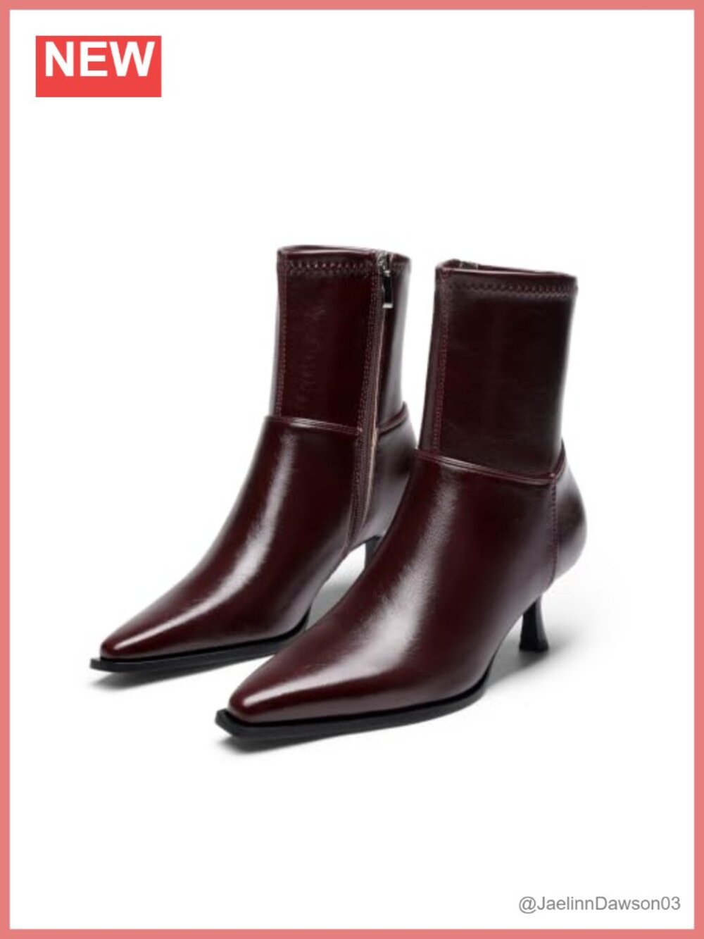 Pointed Toe Kitten Heel Ankle Boots Faux Leather Pull-On
